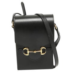 Vintage Gucci Black Leather Horsebit 1955 Mini Crossbody Bag