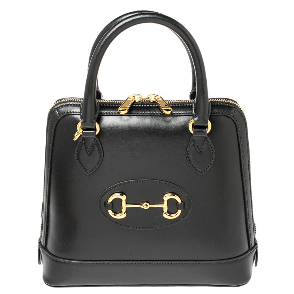 Gucci Black Leather Horsebit 1955 Satchel