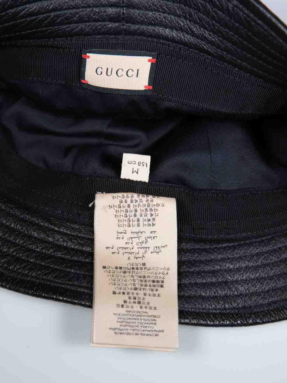 Gucci Black Leather Horsebit Accent Bucket Hat 1