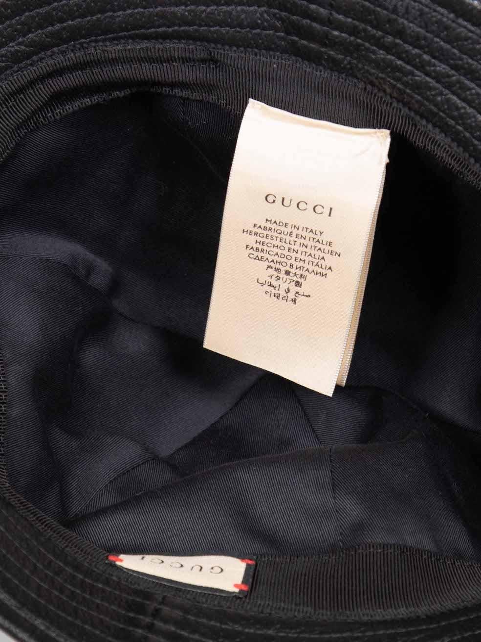 Gucci Black Leather Horsebit Accent Bucket Hat 2