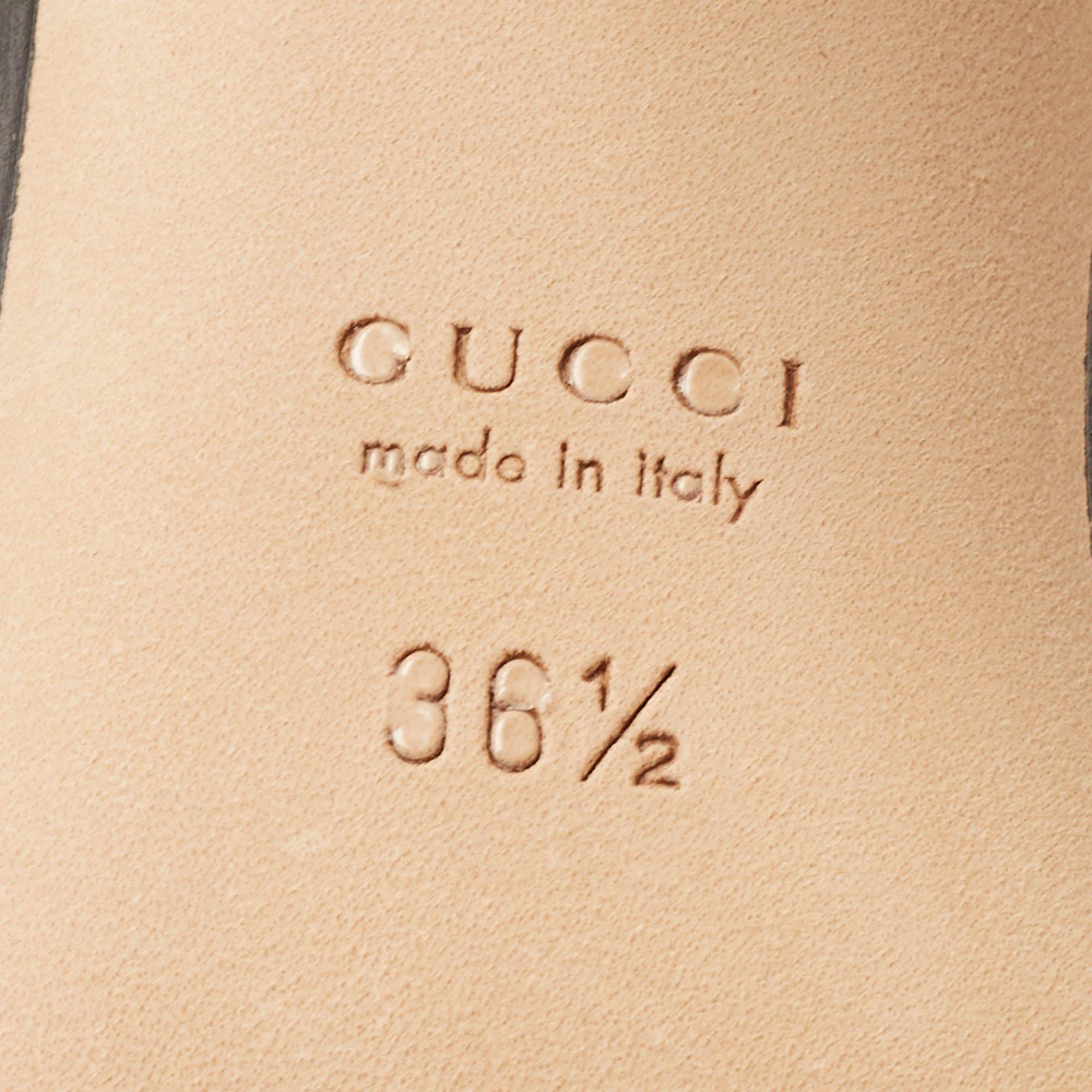 Gucci Black Leather Horsebit Ankle Strap Sandals Size 36.5 1