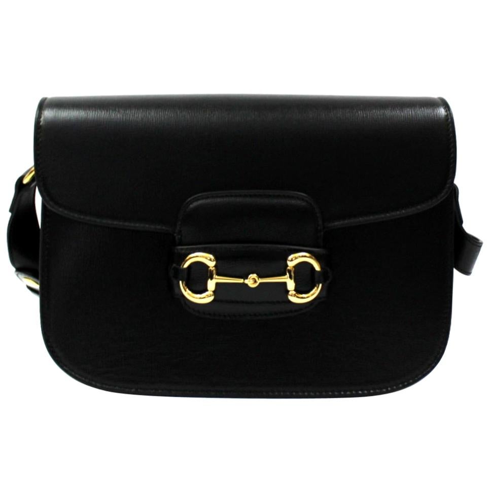 Gucci Black Leather Horsebit Bag