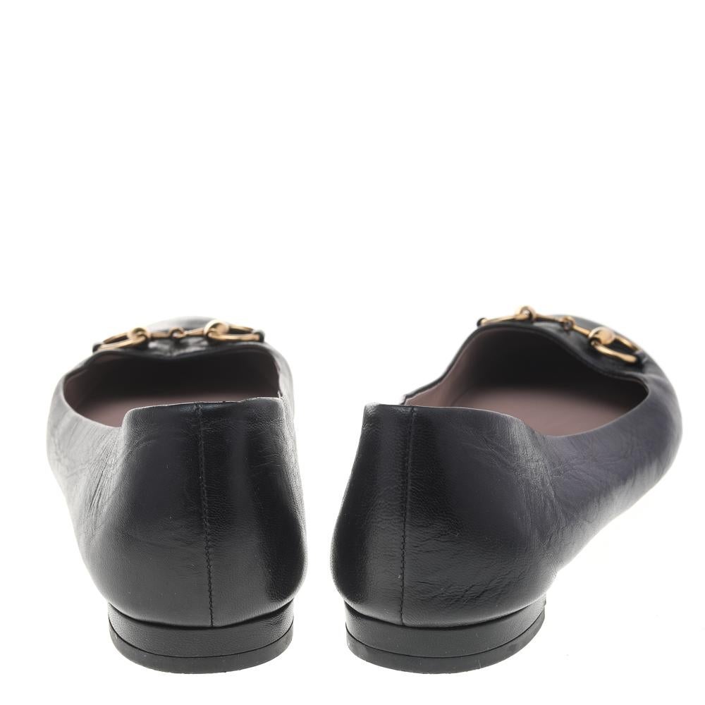 Nero Gucci Ballerine con morsetto in pelle nera misura 40