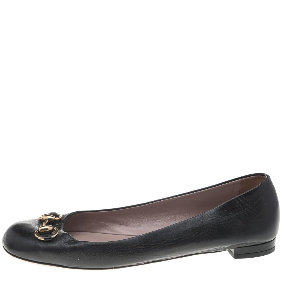 Donna Gucci Ballerine con morsetto in pelle nera misura 40
