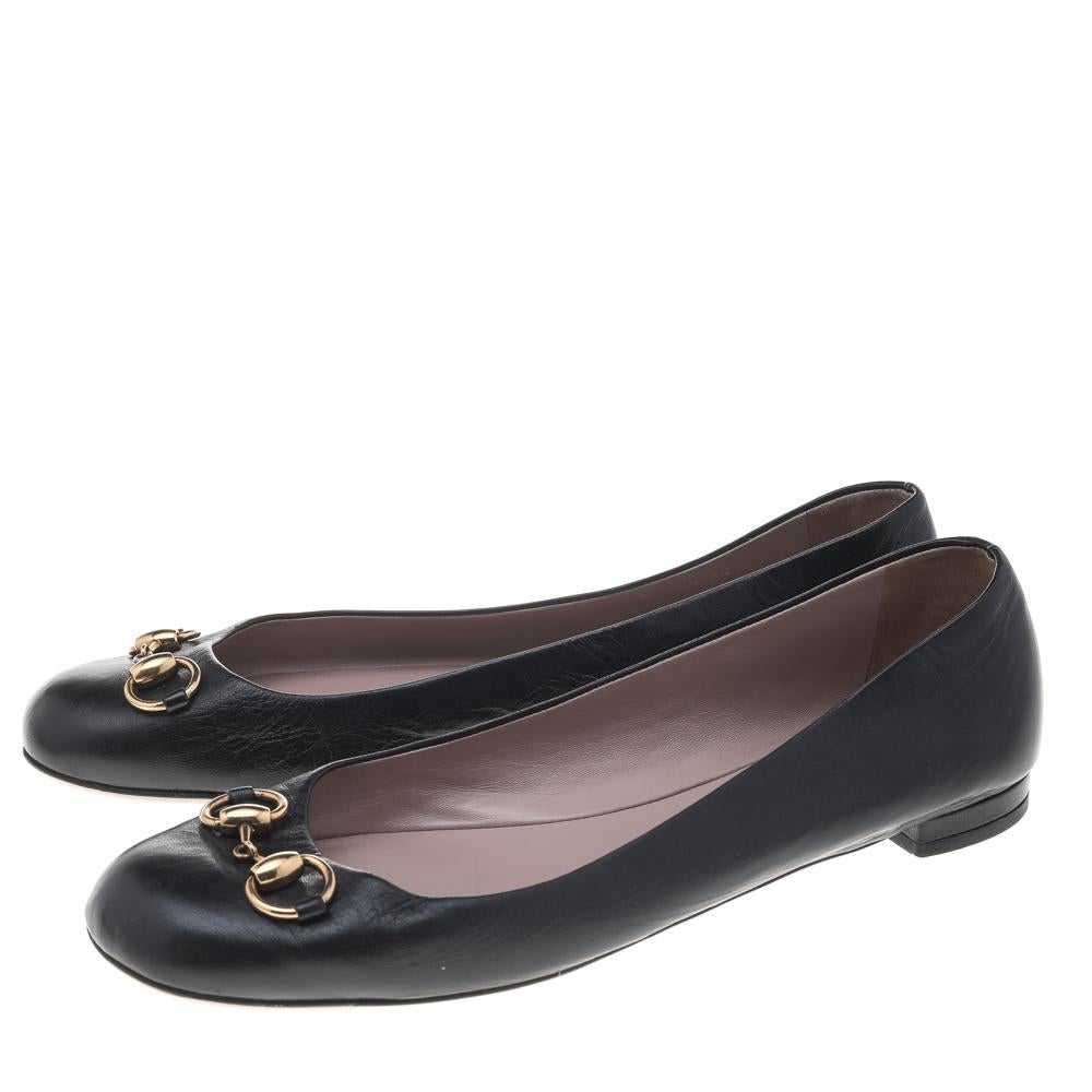 Gucci Ballerine con morsetto in pelle nera misura 40 2
