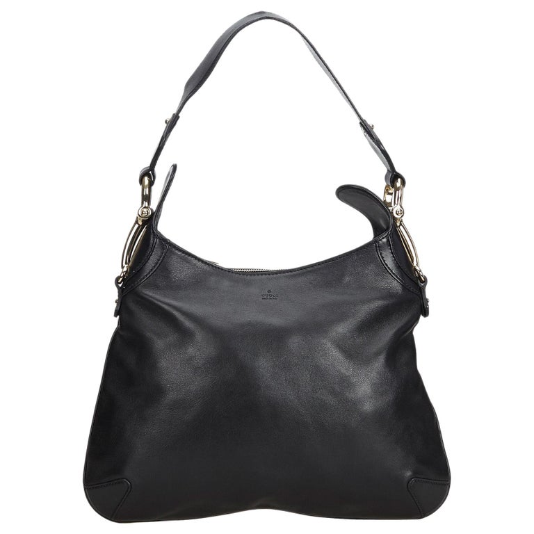 Gucci Black Leather Horsebit Creole Shoulder Bag Italy For Sale at 1stDibs