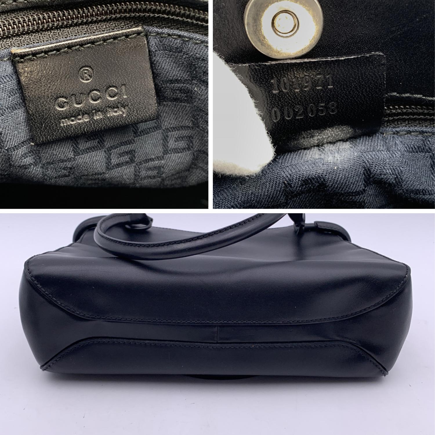 Women's Gucci Black Leather Horsebit Detailing Tote Shoulder Bag