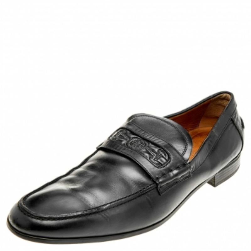 Mocasines Gucci en piel negra con relieve Horsebit talla 44.5 en venta 2