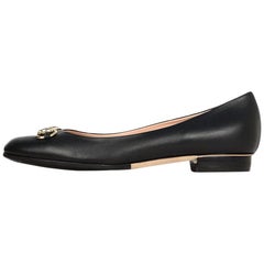 Gucci Black Leather Horsebit Flats Sz 40