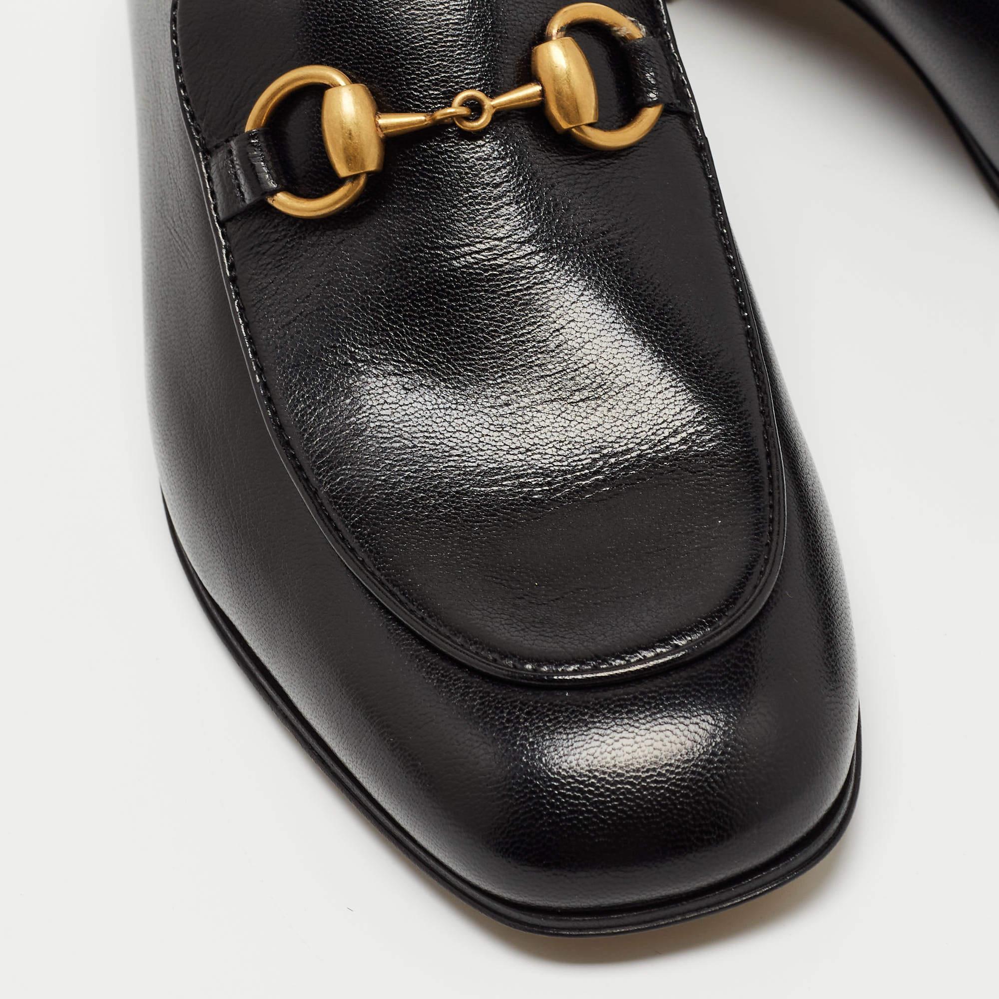 Gucci Black Leather Horsebit Foldable Loafers Size 39 In Excellent Condition In Dubai, Al Qouz 2