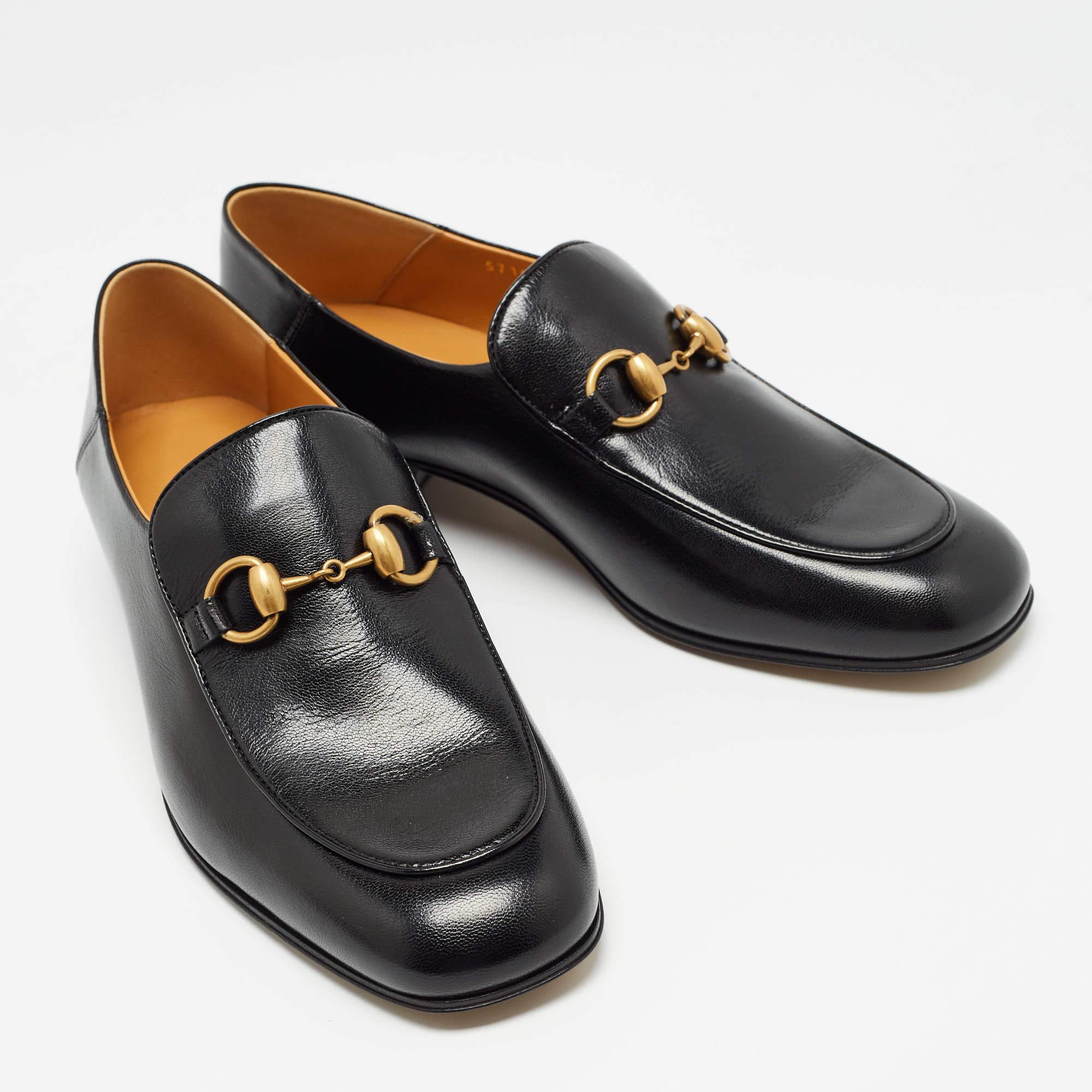 Women's Gucci Black Leather Horsebit Foldable Loafers Size 39