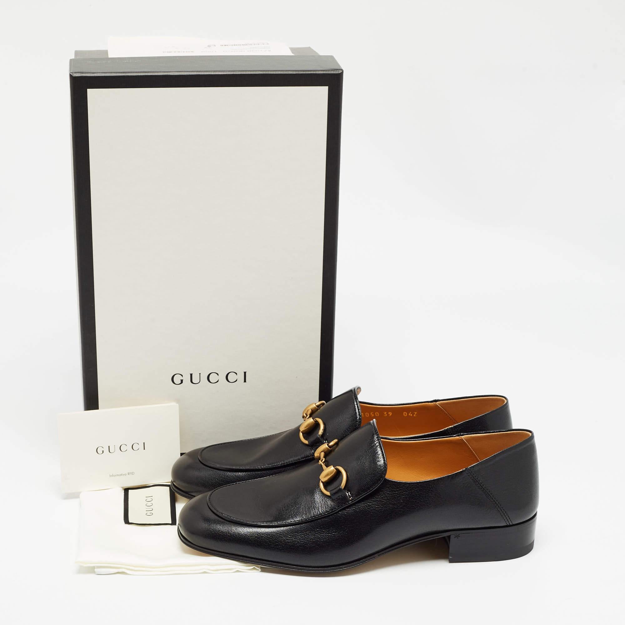 Gucci Black Leather Horsebit Foldable Loafers Size 39 5