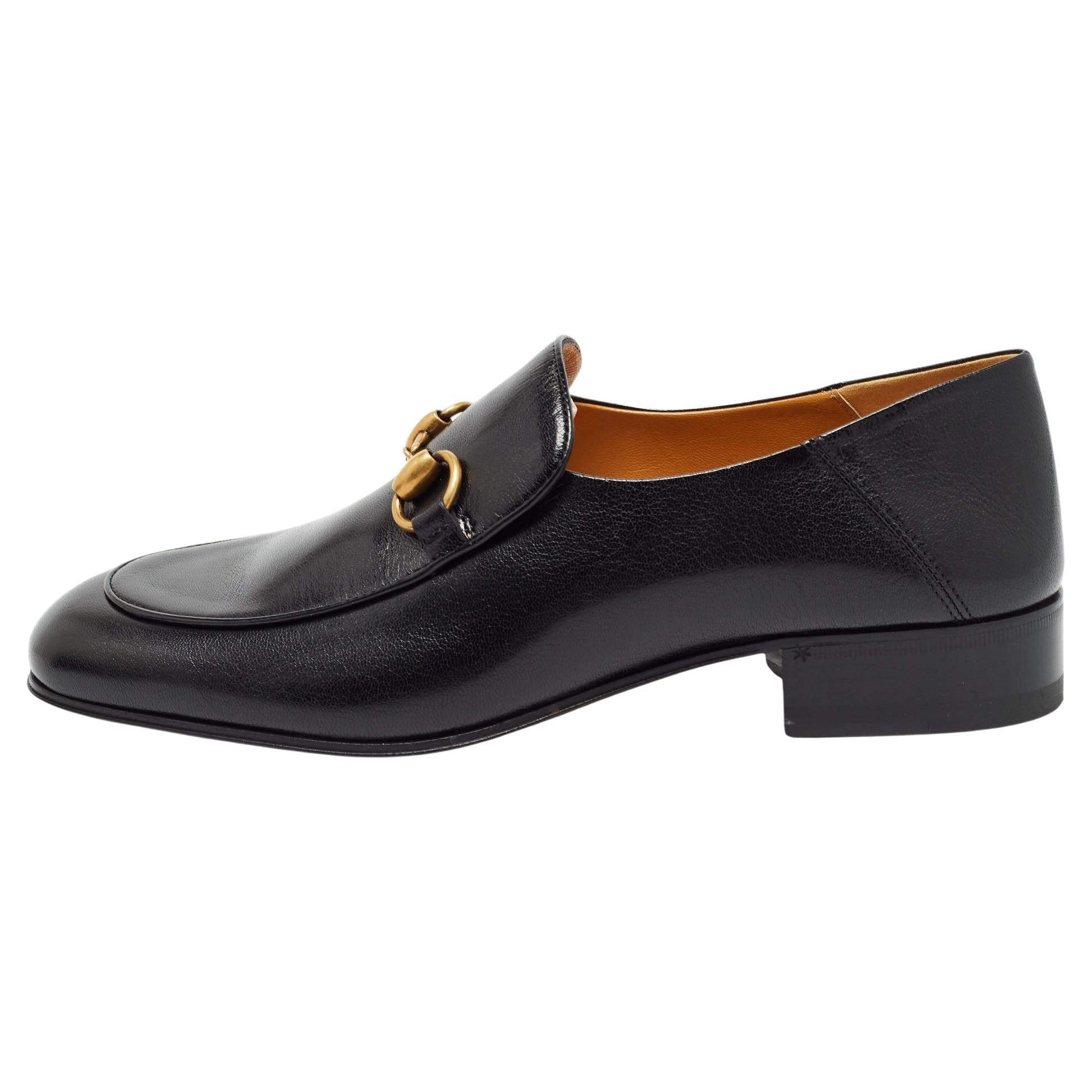 Gucci Black Leather Horsebit Foldable Loafers Size 39