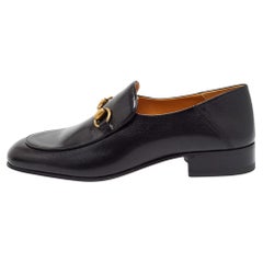 Gucci Black Leather Horsebit Foldable Loafers Size 39