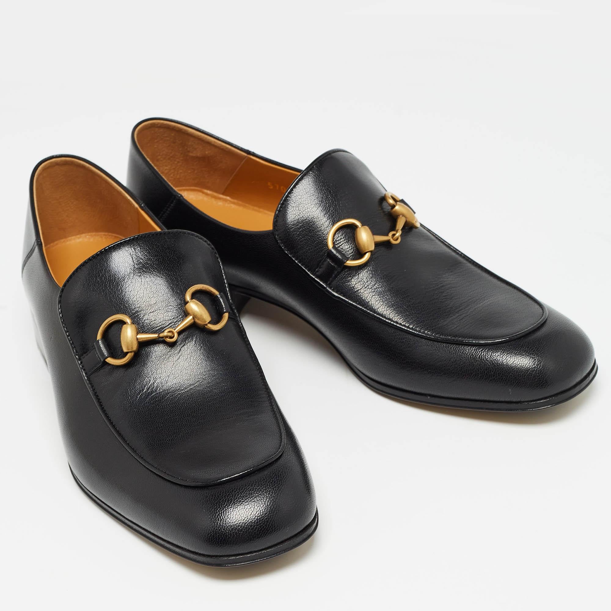 Men's Gucci Black Leather Horsebit Foldable Loafers Size 41