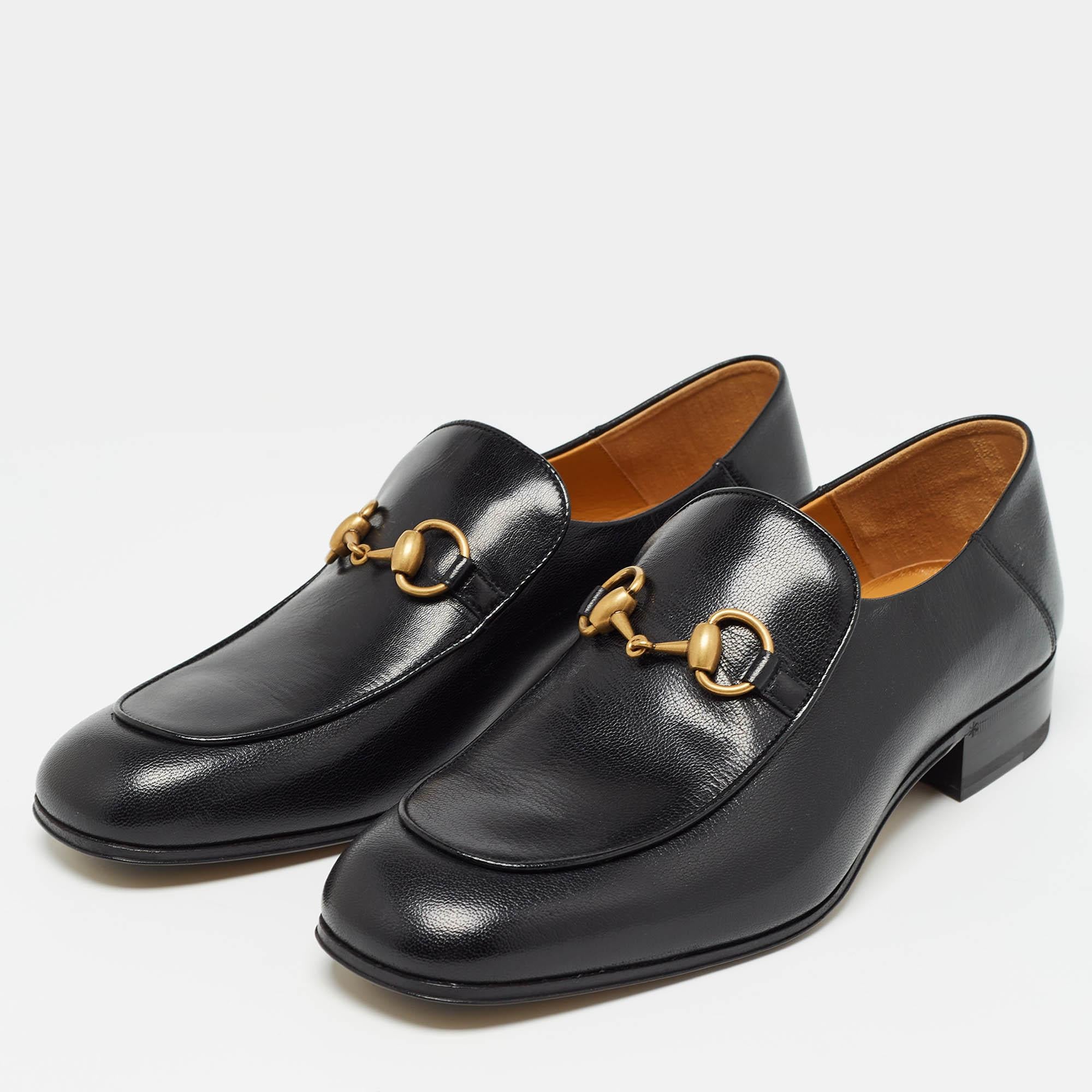 Gucci Horsebit klappbare Loafers aus schwarzem Leder, Größe 41 im Angebot 2