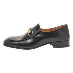 Gucci Black Leather Horsebit Foldable Loafers Size 43