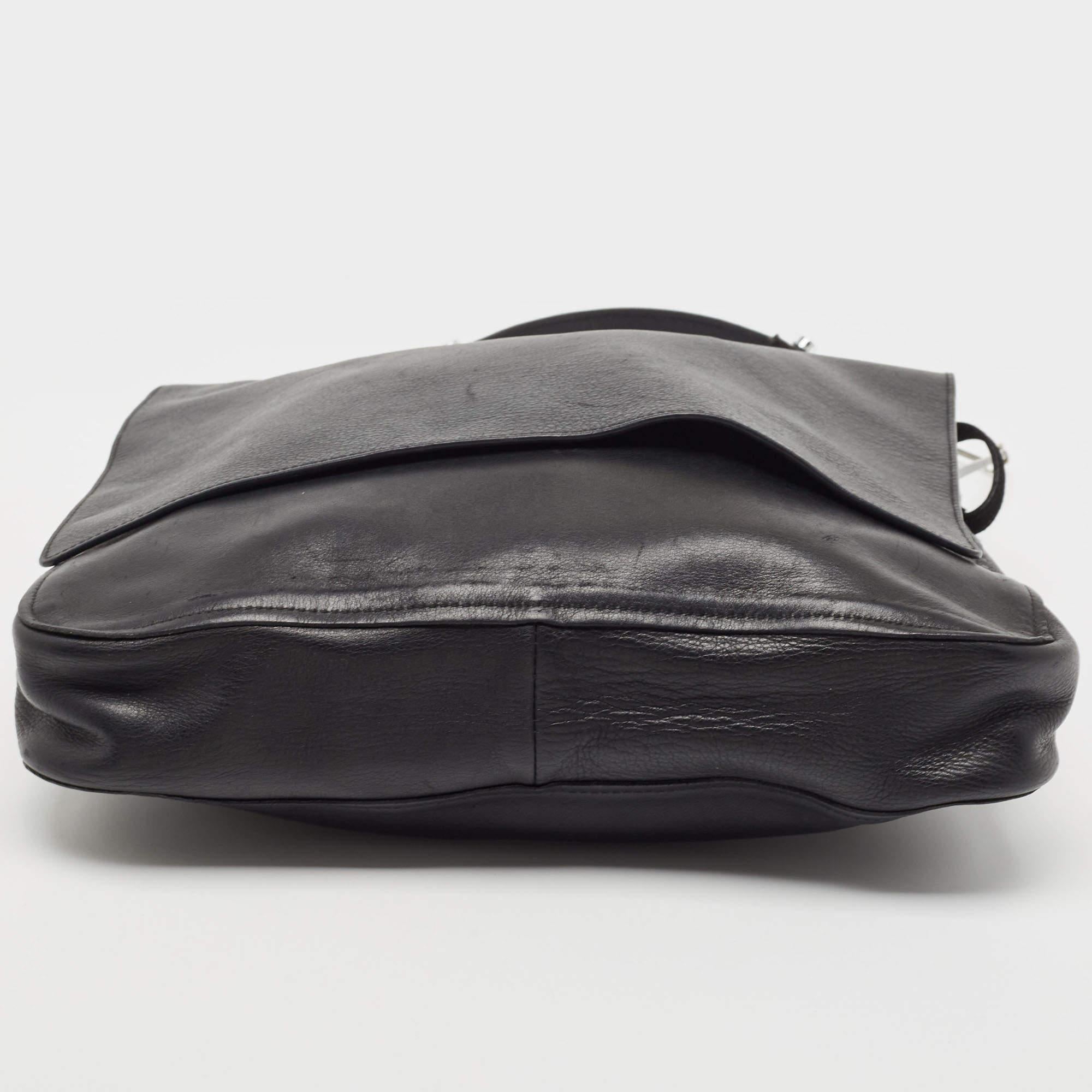 Gucci Black Leather Horsebit Handle Slim Bag For Sale 8