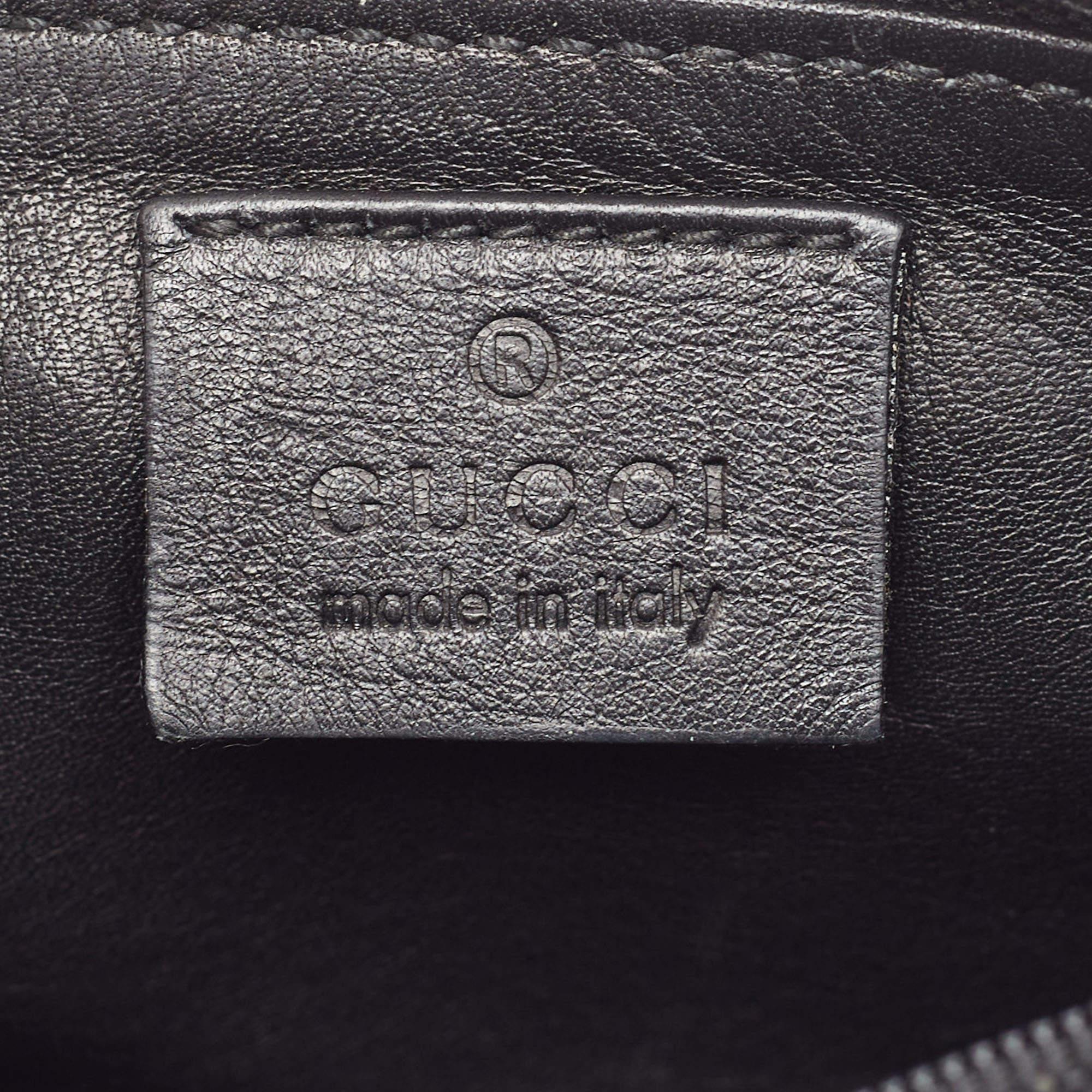 Gucci Black Leather Horsebit Handle Slim Bag For Sale 4