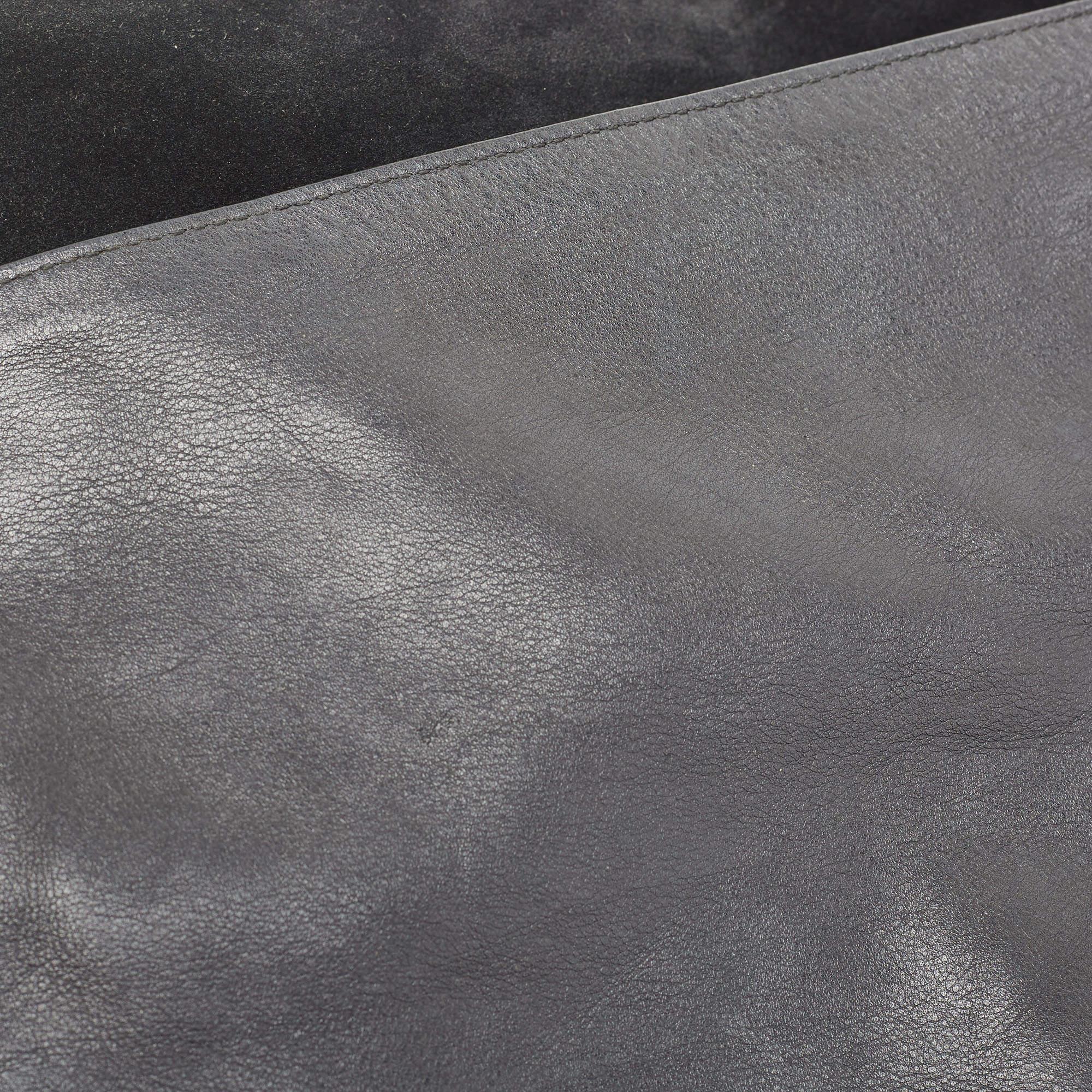 Gucci Black Leather Horsebit Handle Slim Bag For Sale 5