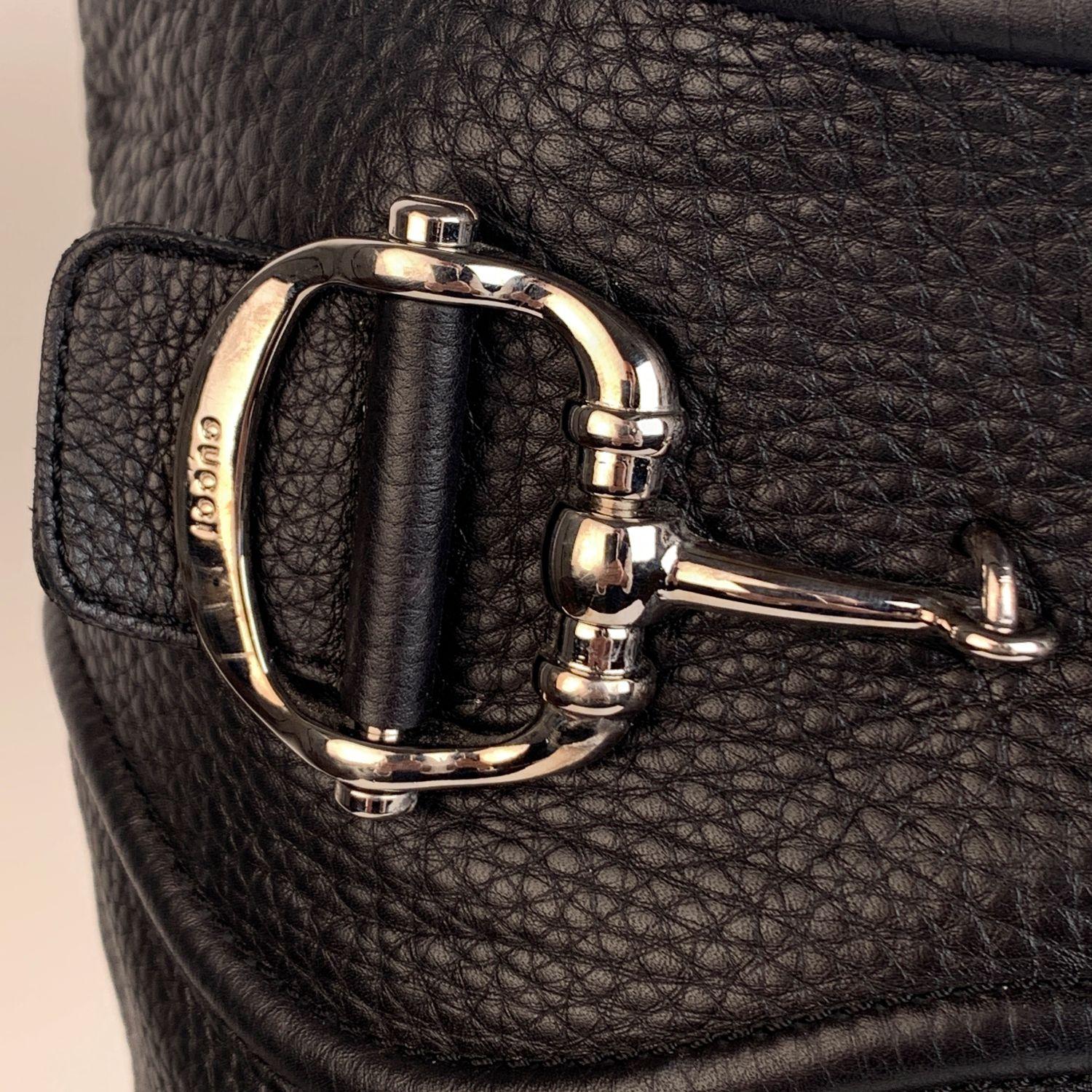 Gucci Black Leather Horsebit Heeled Platform Boots Size EU 40 1