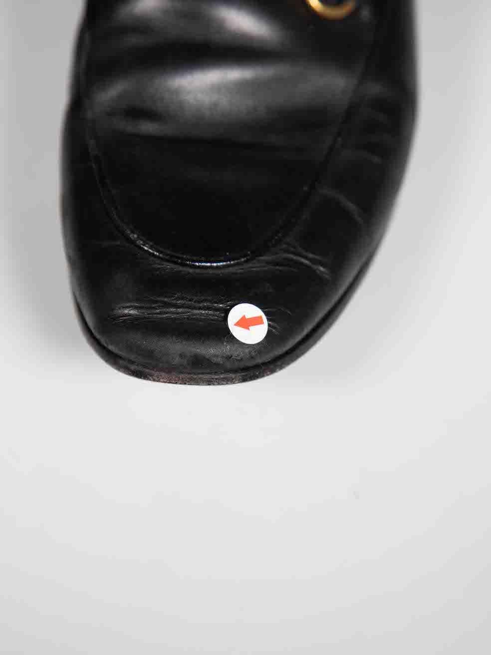 Gucci Black Leather Horsebit Jordaan Flat Loafers Size IT 39 2