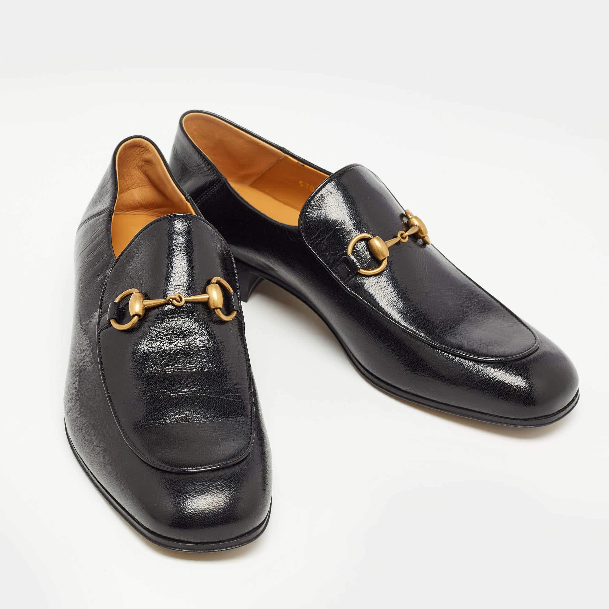 Gucci Black Leather Horsebit Jordaan Slip On Loafers Size 43 In Good Condition In Dubai, Al Qouz 2