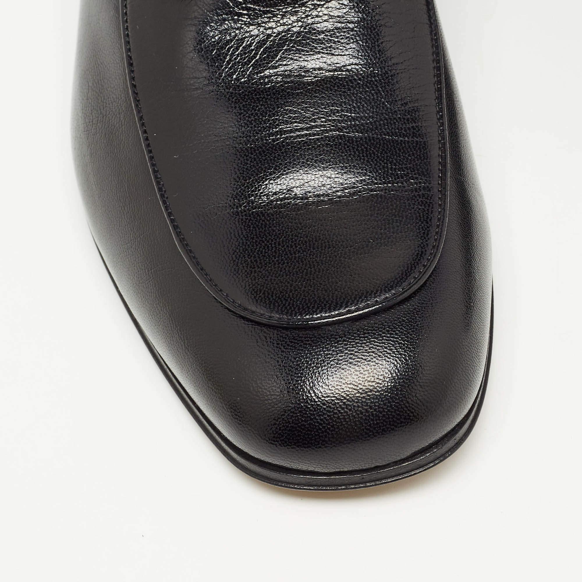 Men's Gucci Black Leather Horsebit Jordaan Slip On Loafers Size 43