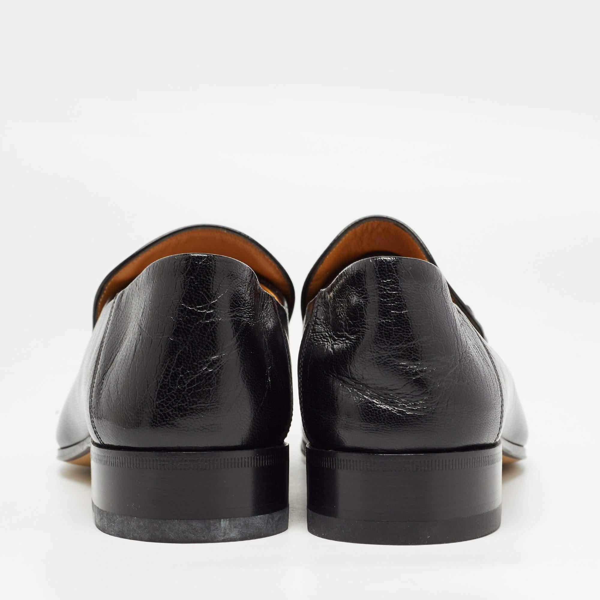 Gucci Black Leather Horsebit Jordaan Slip On Loafers Size 43 1