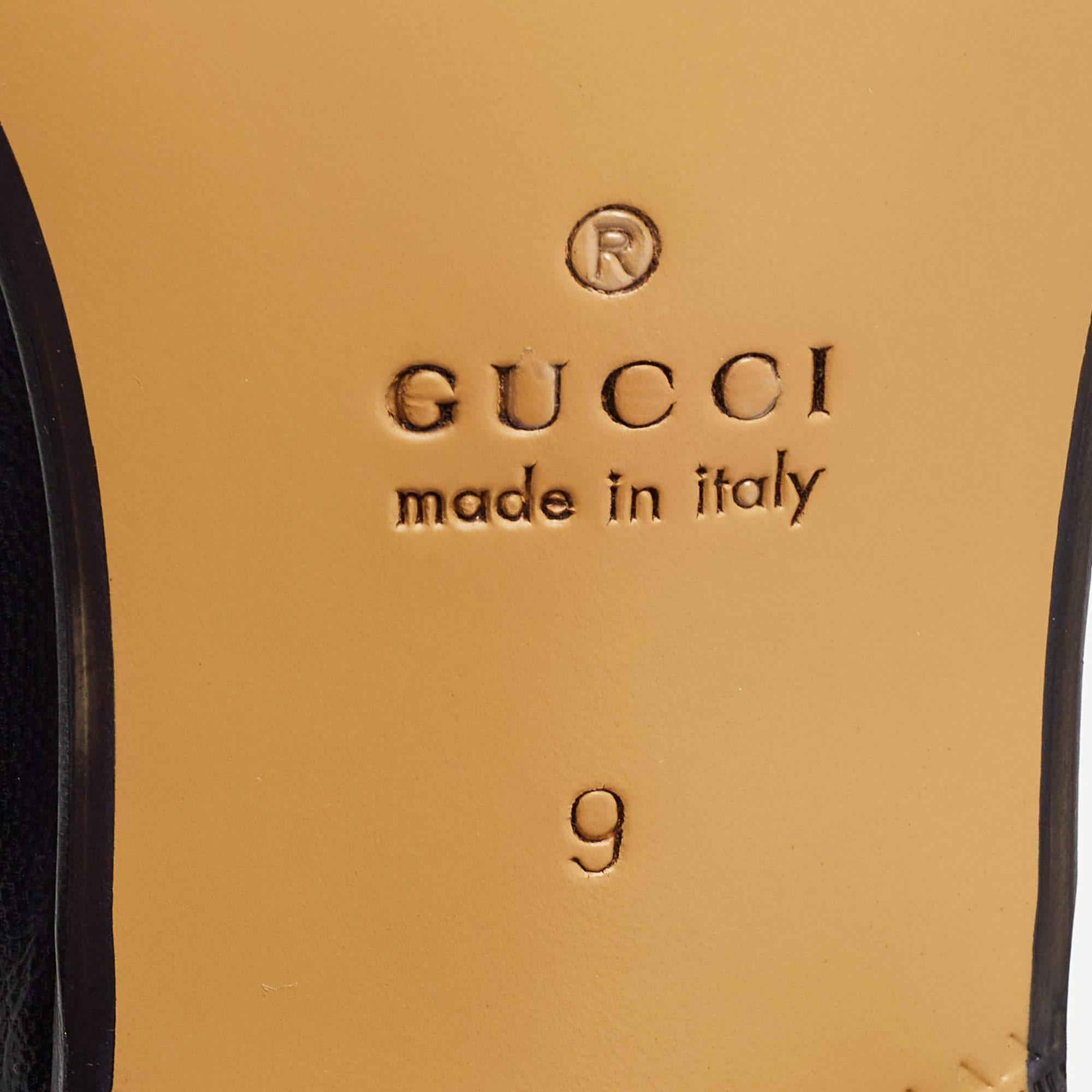 Gucci Black Leather Horsebit Jordaan Slip On Loafers Size 43 3