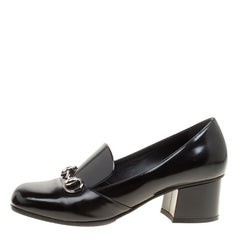 Gucci Black Leather Horsebit Loafer Pumps Size 35.5