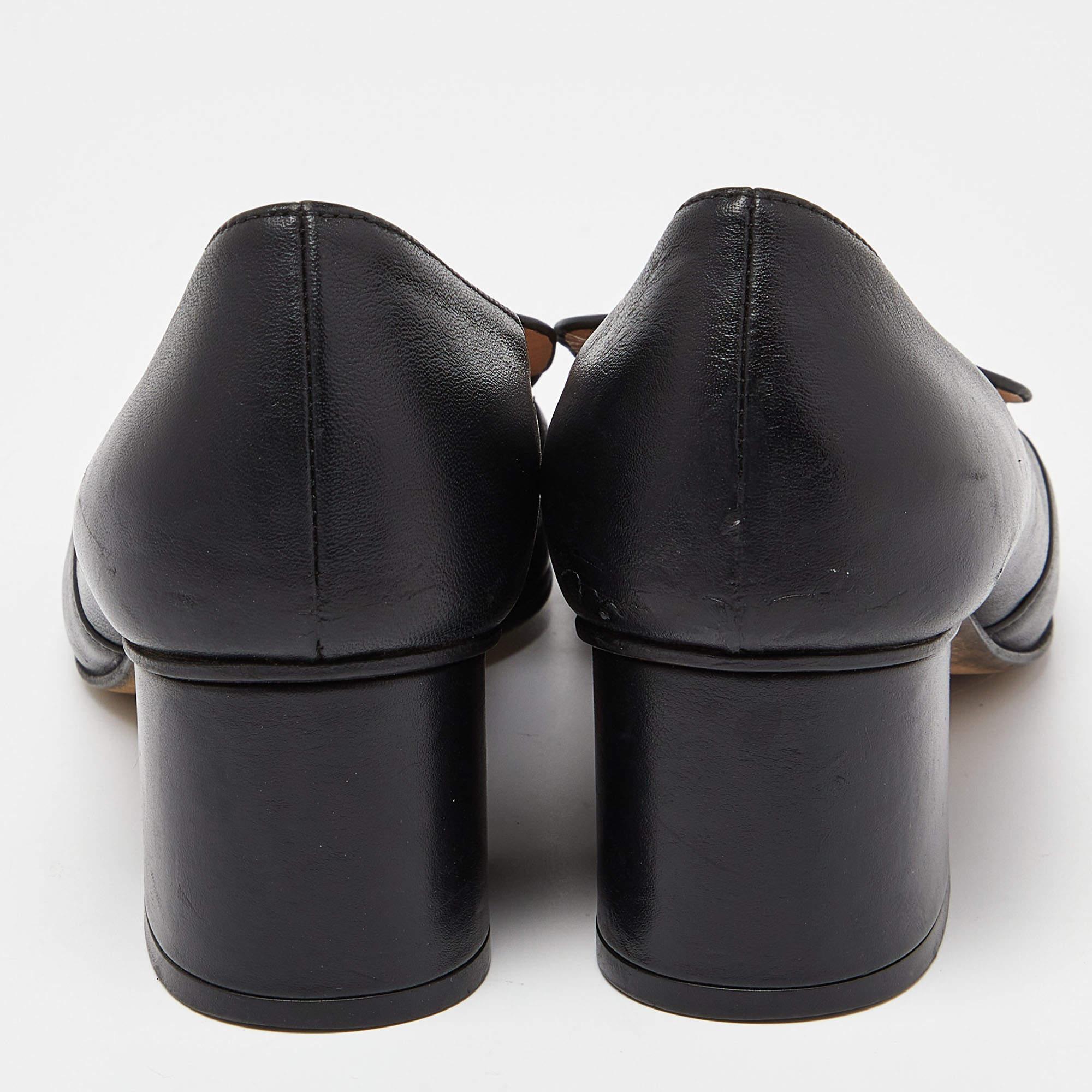 Gucci Black Leather Horsebit Loafer Pumps Size 36 In Good Condition For Sale In Dubai, Al Qouz 2