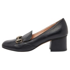 Gucci Horsebit Loafer Pumps aus schwarzem Leder, Größe 36