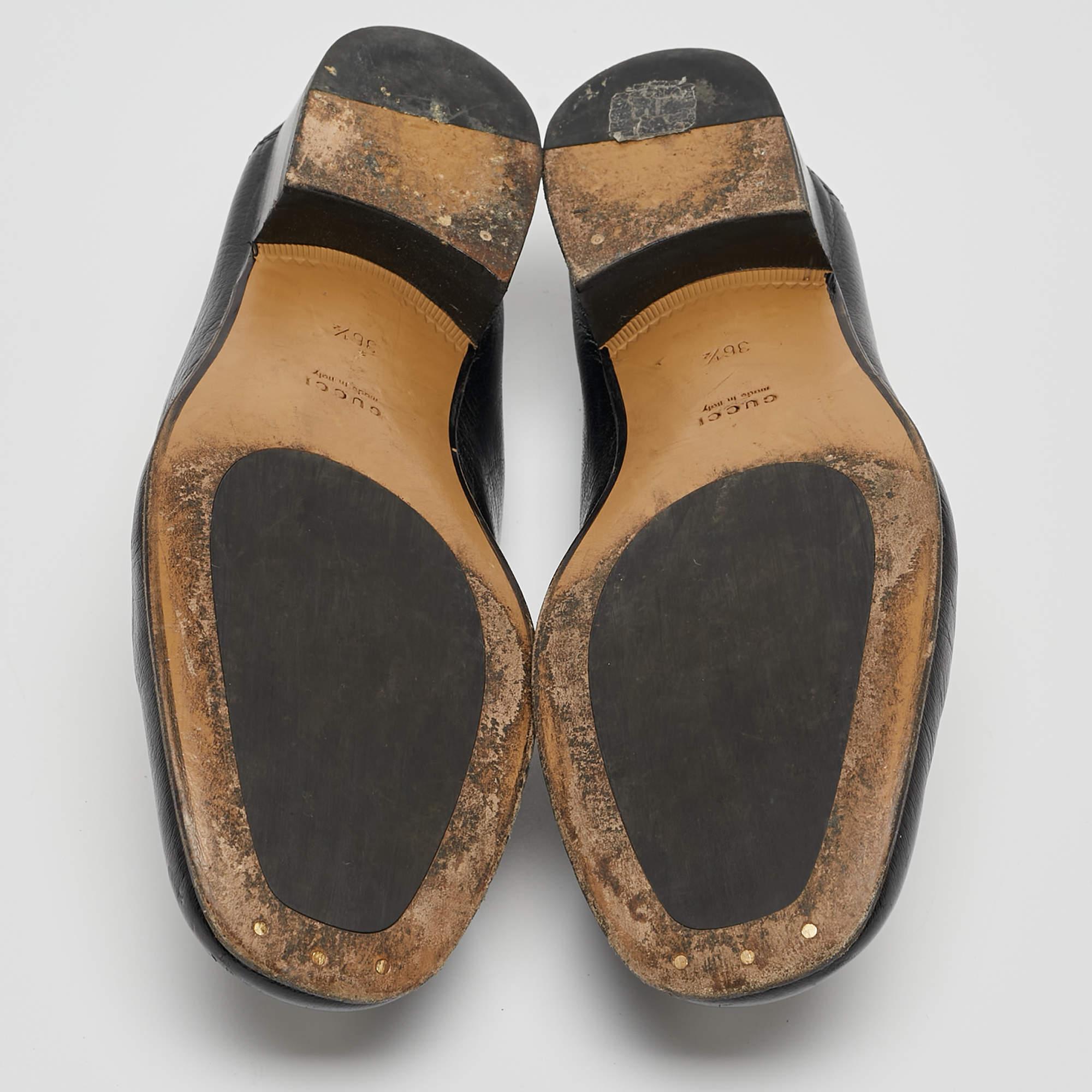 Gucci Horsebit Loafers aus schwarzem Leder, Größe 36.5 im Angebot 2