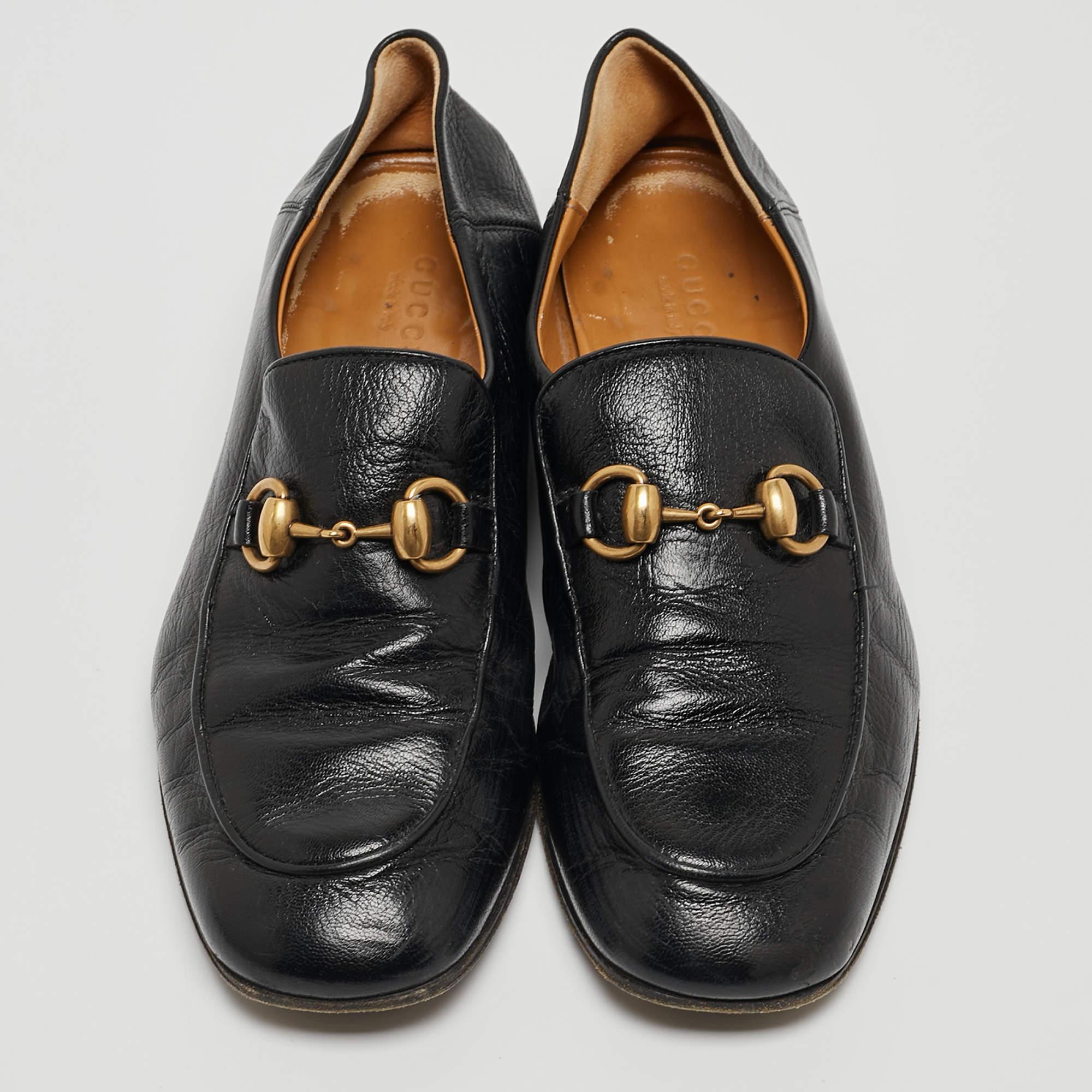 Gucci Black Leather Horsebit Loafers Size 36.5 4
