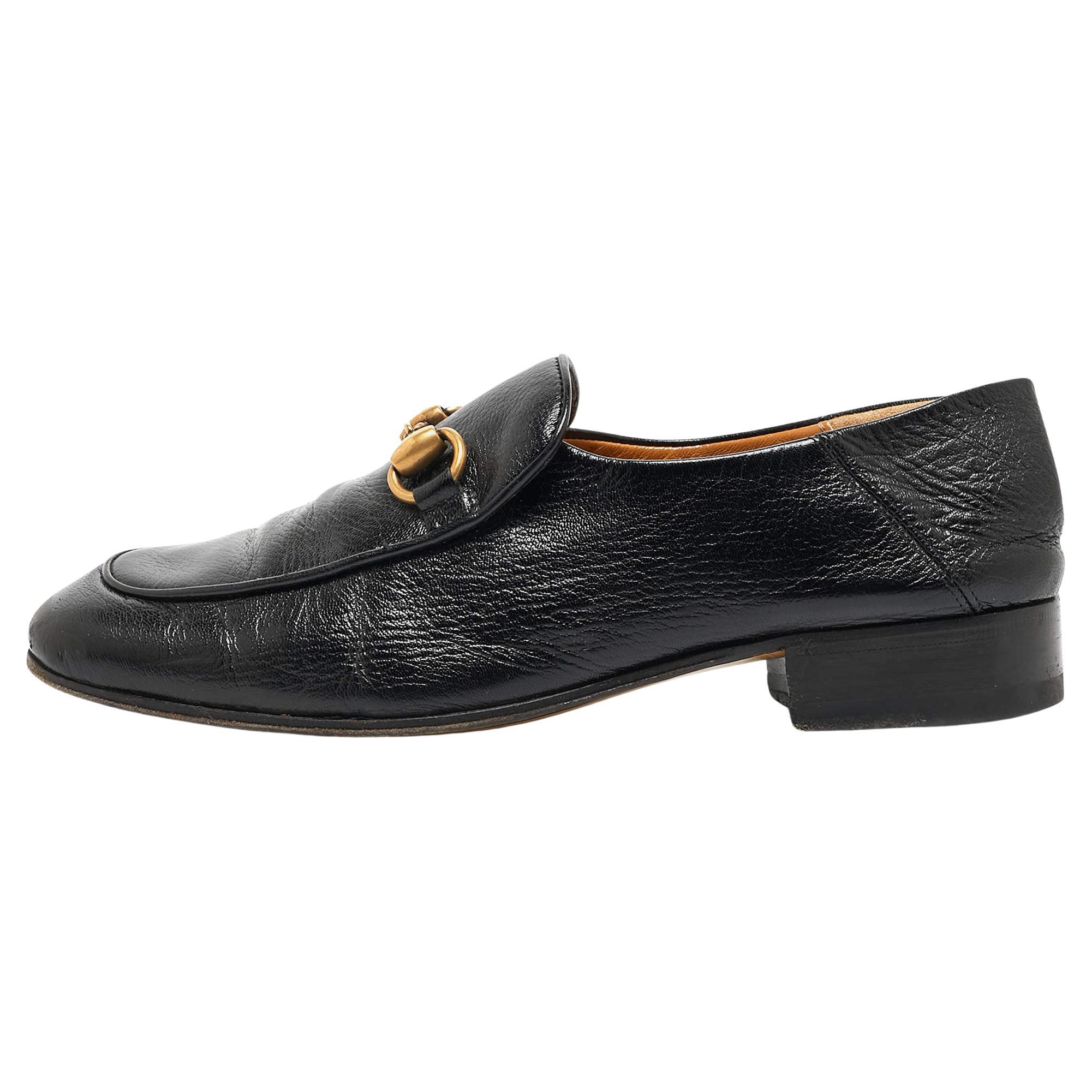 Gucci Black Leather Horsebit Loafers Size 36.5 For Sale