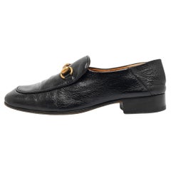 Used Gucci Black Leather Horsebit Loafers Size 36.5