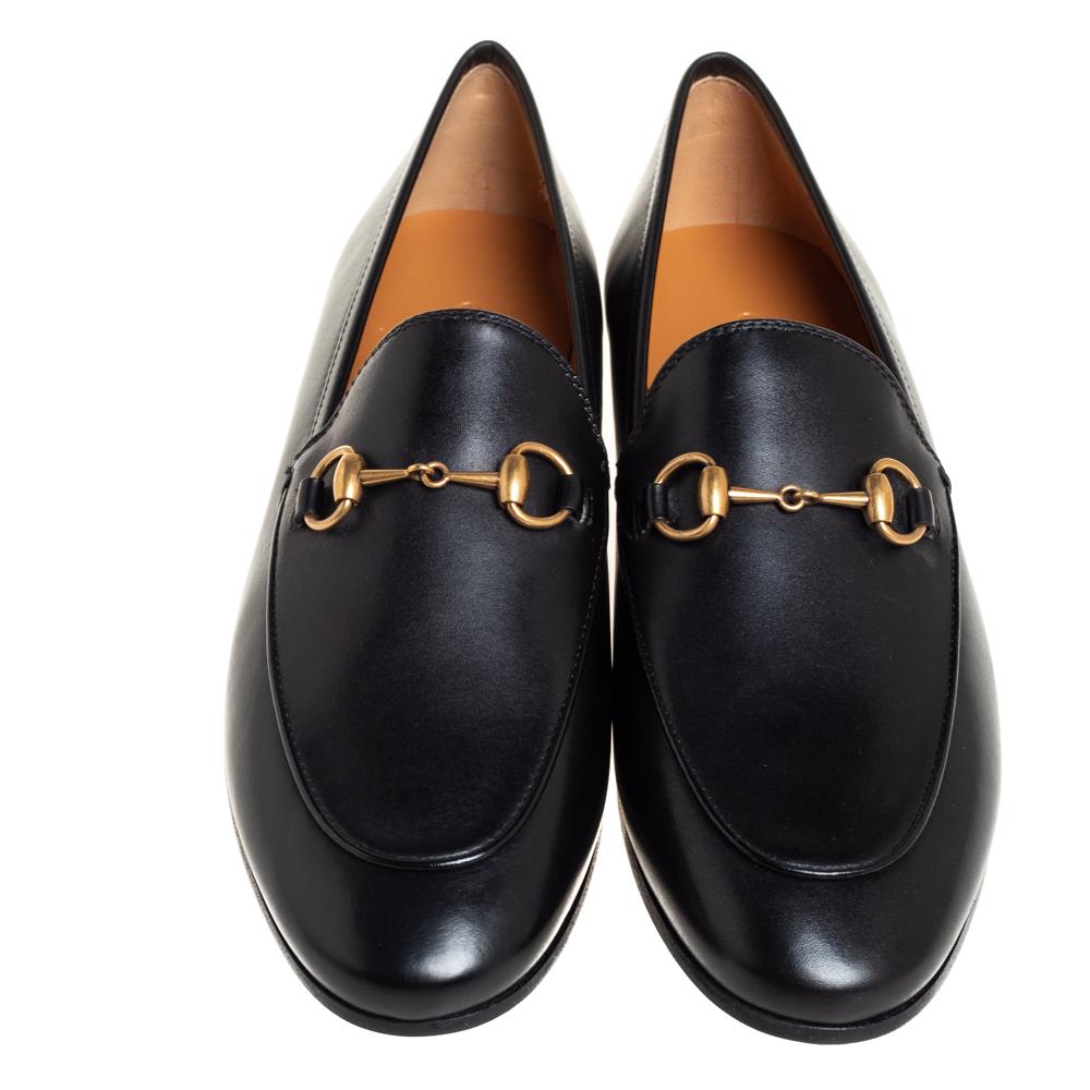 Women's Gucci Black Leather Horsebit Loafers Size 37