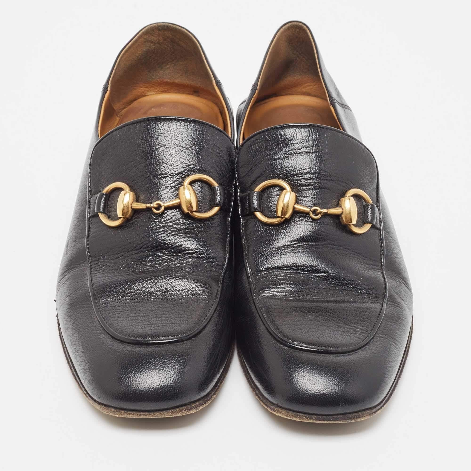 Women's Gucci Black Leather Horsebit Loafers Size 37
