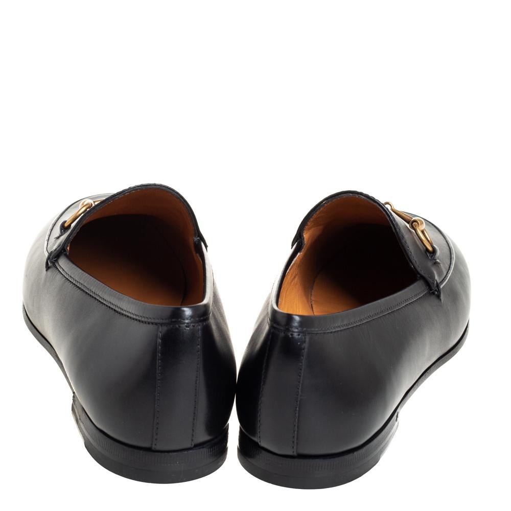 Gucci Black Leather Horsebit Loafers Size 37 2
