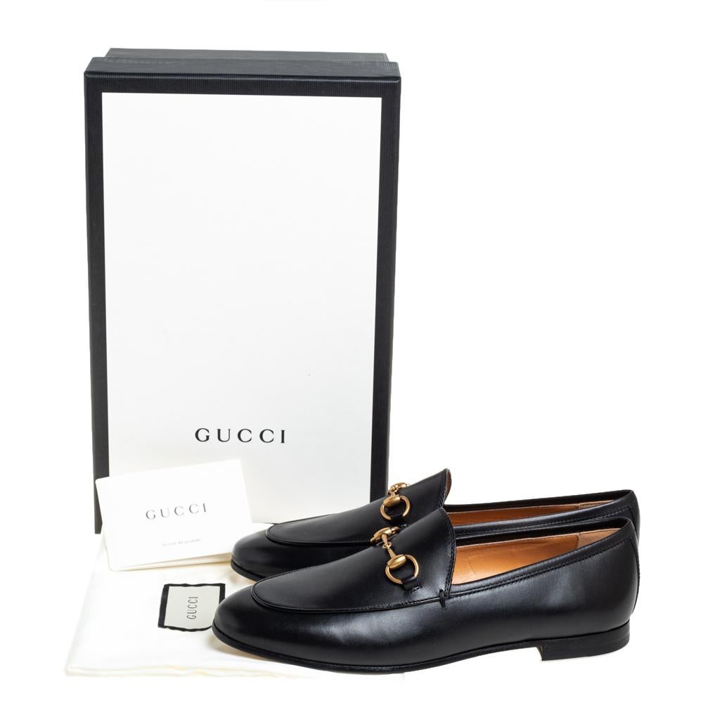 Gucci Black Leather Horsebit Loafers Size 37 5