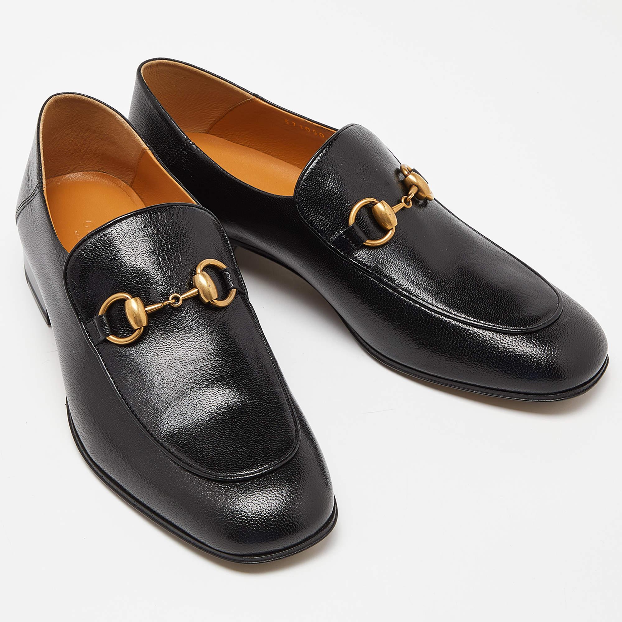 Gucci Black Leather Horsebit Loafers Size 38.5 1