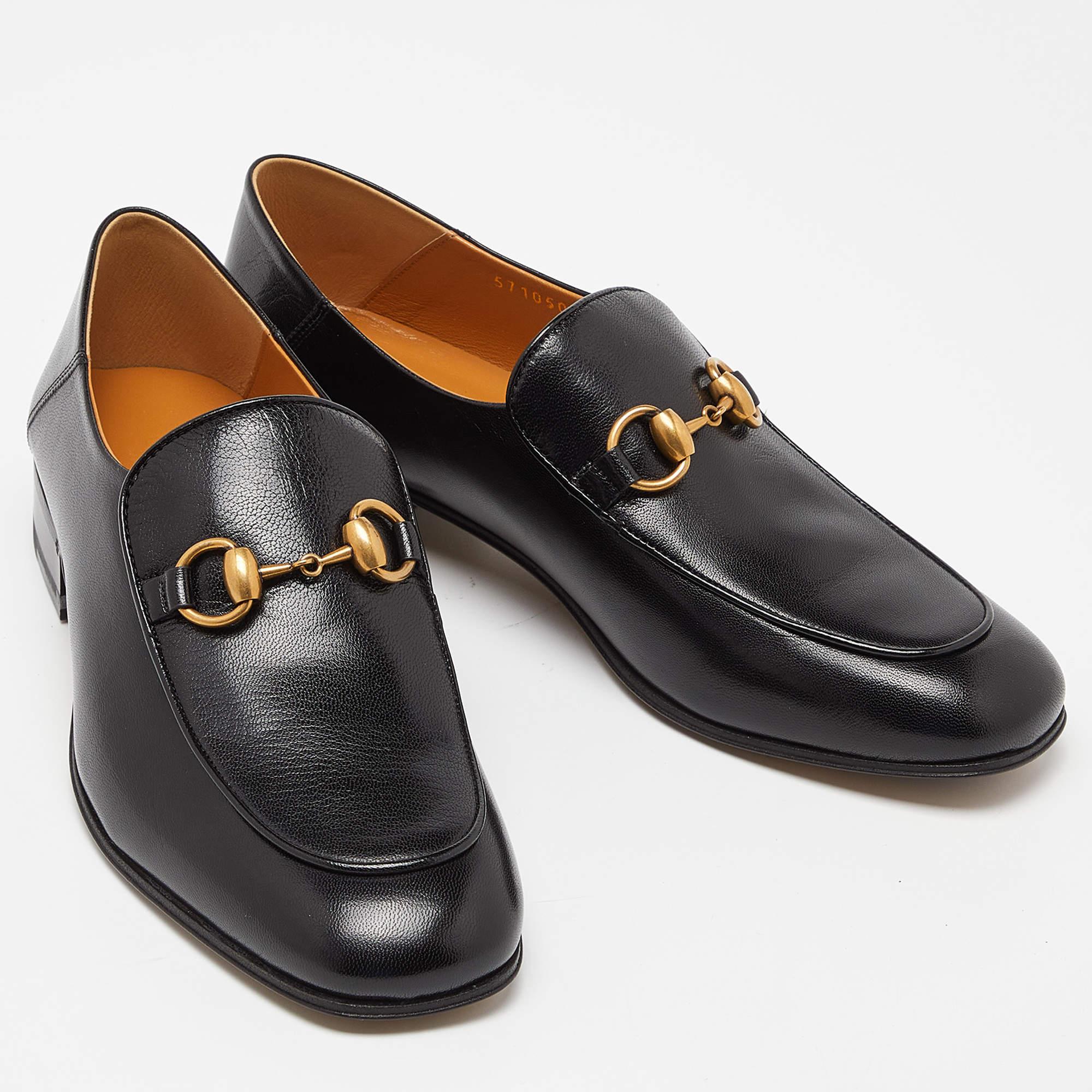 Gucci Black Leather Horsebit Loafers Size 38.5 For Sale 1