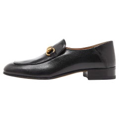Gucci Black Leather Horsebit Loafers Size 38.5