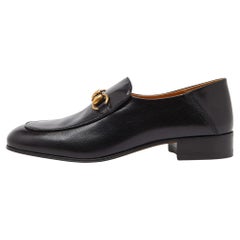 Used Gucci Black Leather Horsebit Loafers Size 38.5