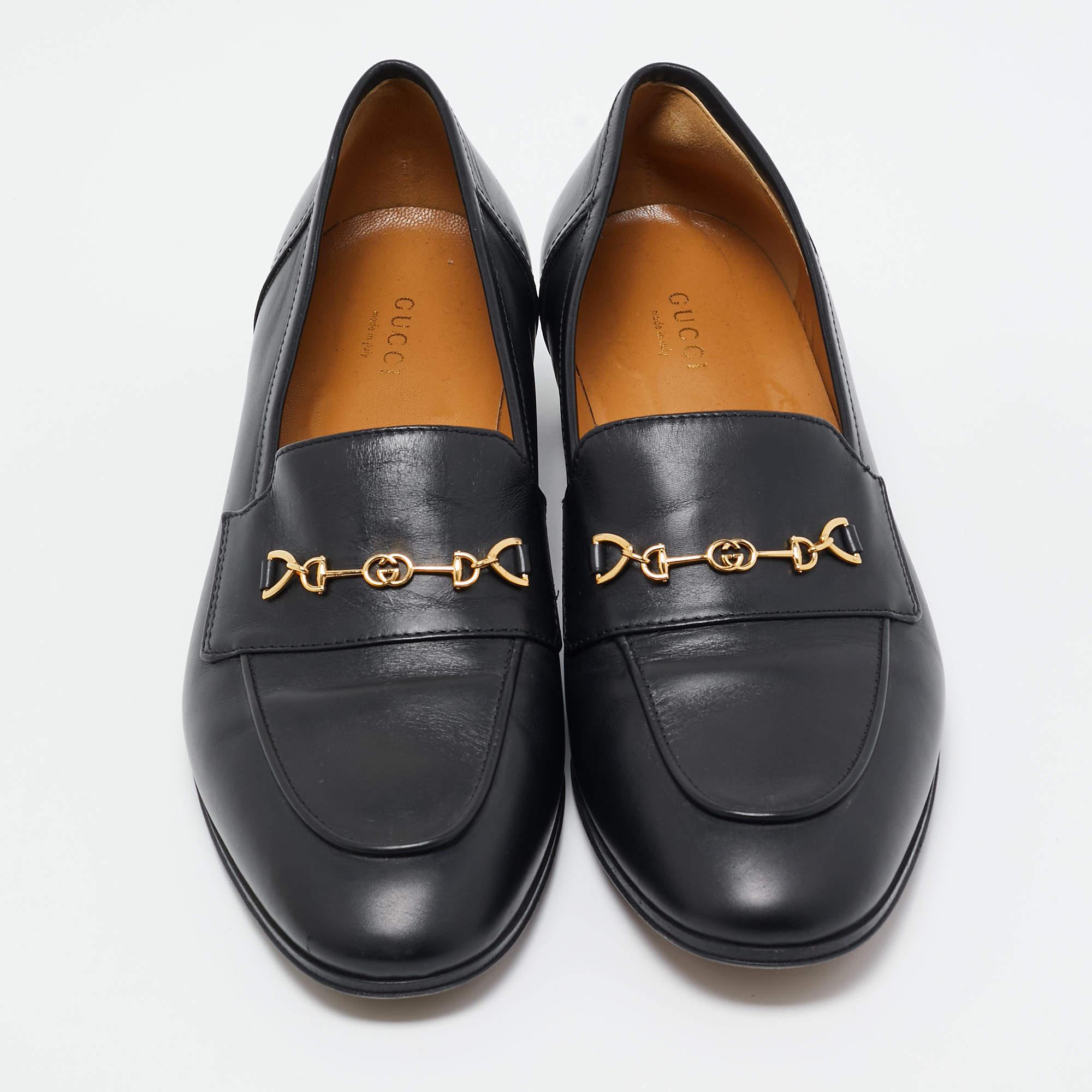 Women's Gucci Black Leather Horsebit Loafers Size 39