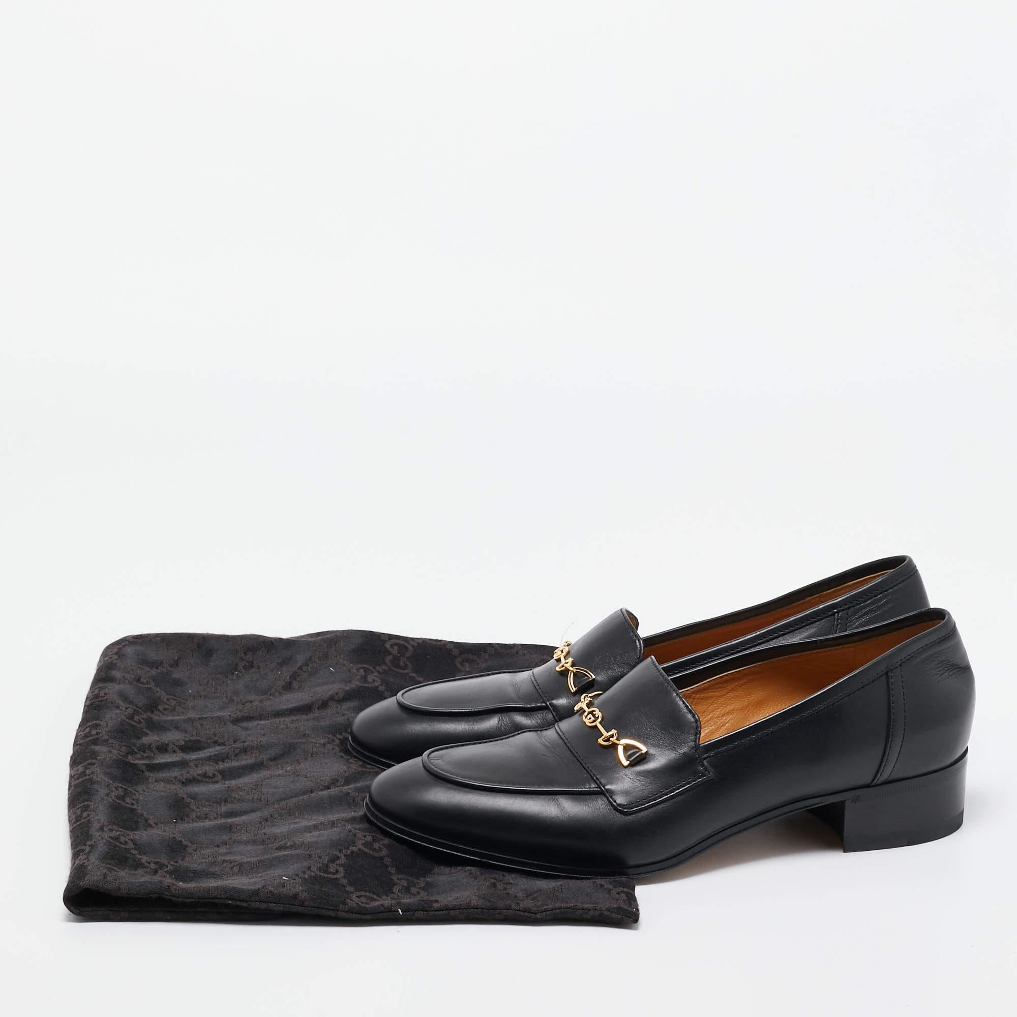 Gucci Black Leather Horsebit Loafers Size 39 5