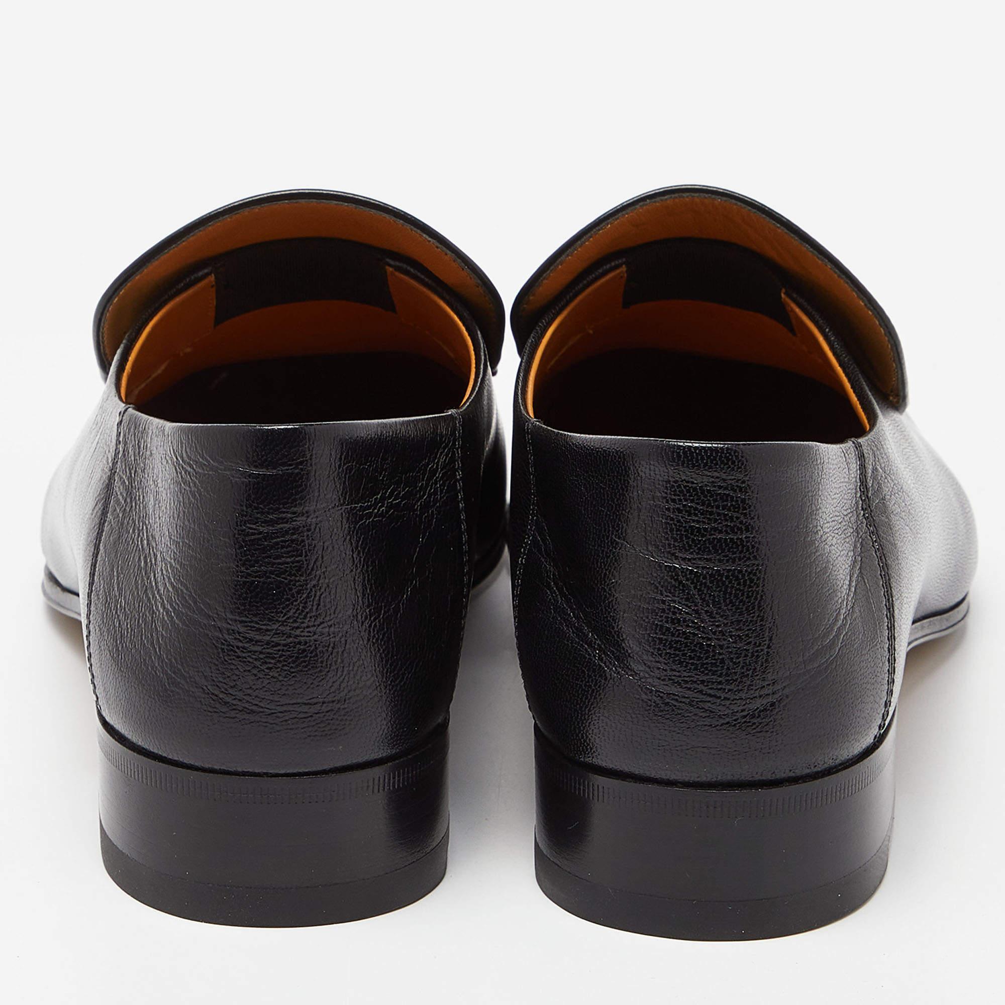 Gucci Black Leather Horsebit Loafers Size 42.5 For Sale 3