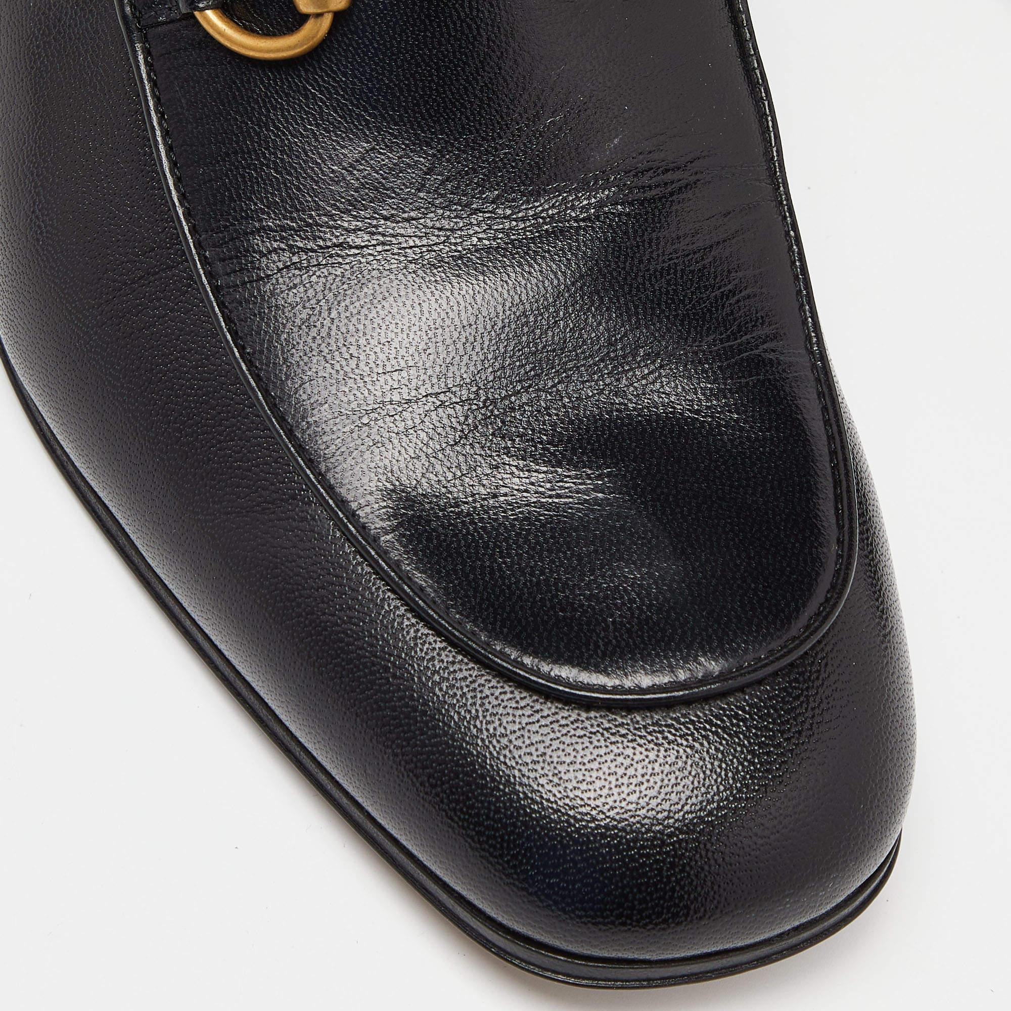 Gucci Black Leather Horsebit Loafers Size 42.5 For Sale 4