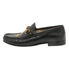 Gucci Black Leather Horsebit Loafers Size 42.5